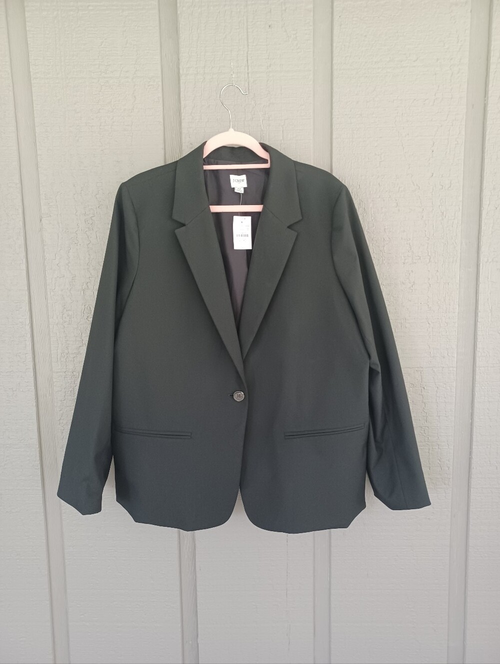 J Crew Factory One Button Blazer Plus Size 22 Women Black Long Sleeve Career